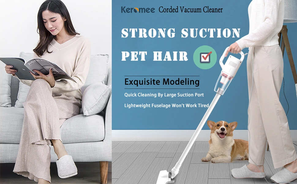 Stick Vacuum Cleaner, Handheld Small Corded Lightweight Vacuum for Pet Hair Hardwood Floor Cat Litter Carpet Clean